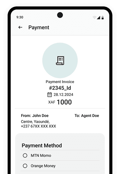 DTRACKER screen showing mobile money payment for a completed pickup